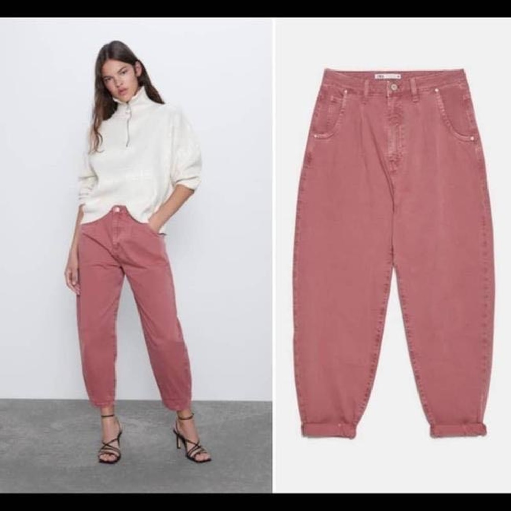 Slouchy dusty pink Zara jeans